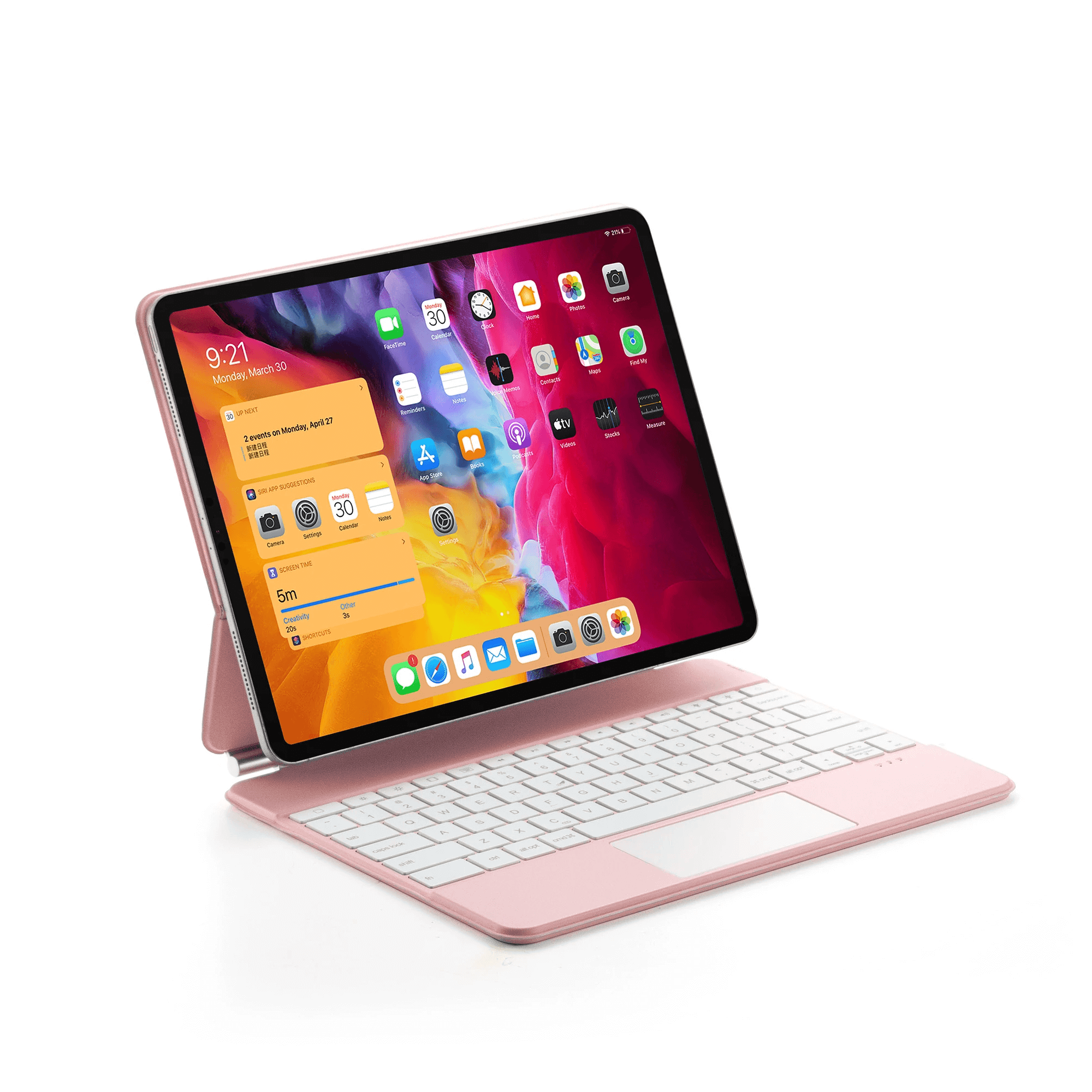 iPad Pro 13 Inch (2024) Toetsenbord Magnetisch Roze - Gratis