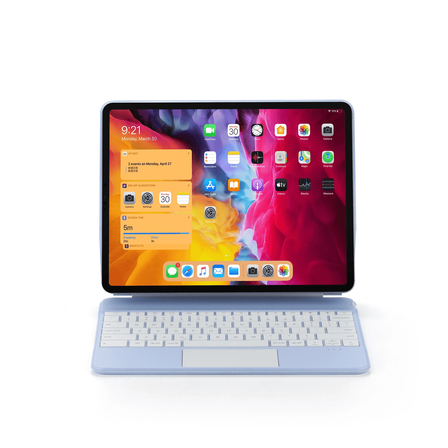 iPad Pro 11 (2022/2021/2020/2018) Bluetooth Magnetisch Toetsenbord Licht Blauw