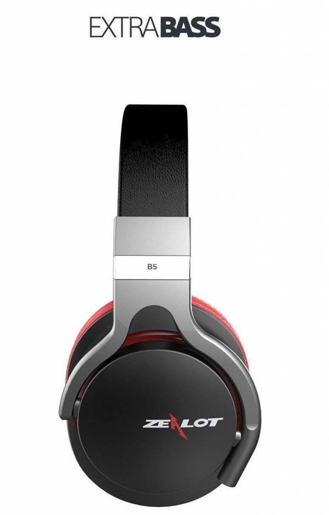Draadloze koptelefoon met microfoon rood B5