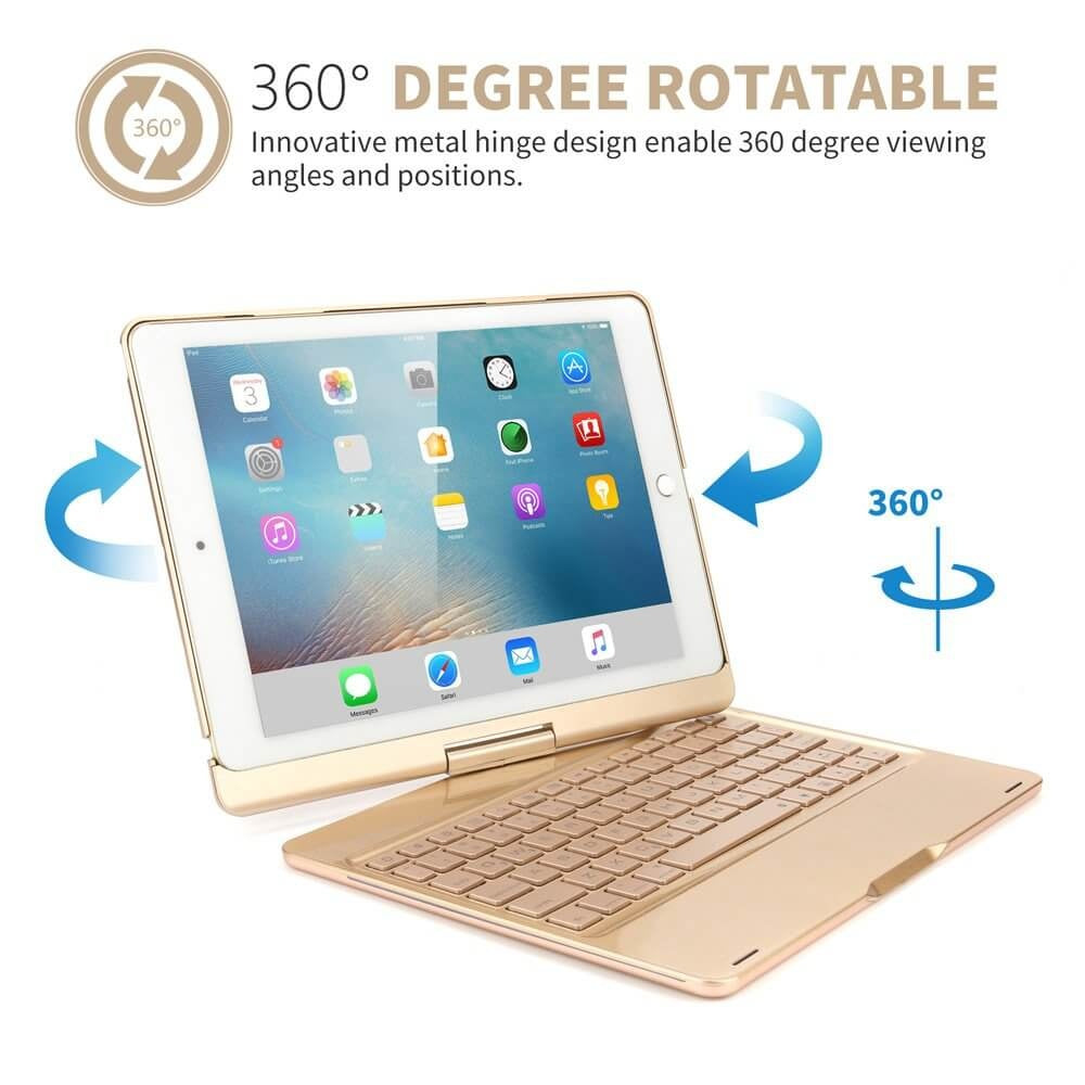 iPad Pro 11 toetsenbord draaibare case goud
