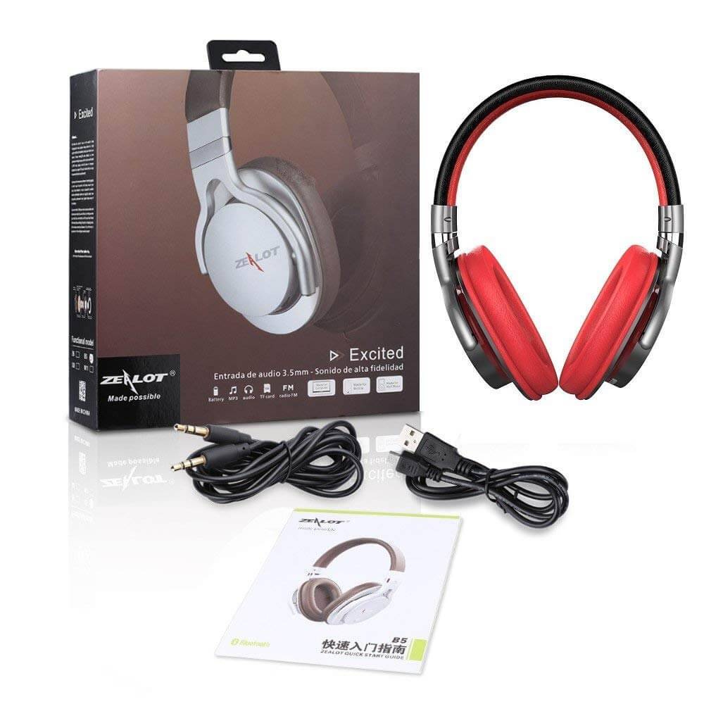 Draadloze koptelefoon met microfoon rood B5