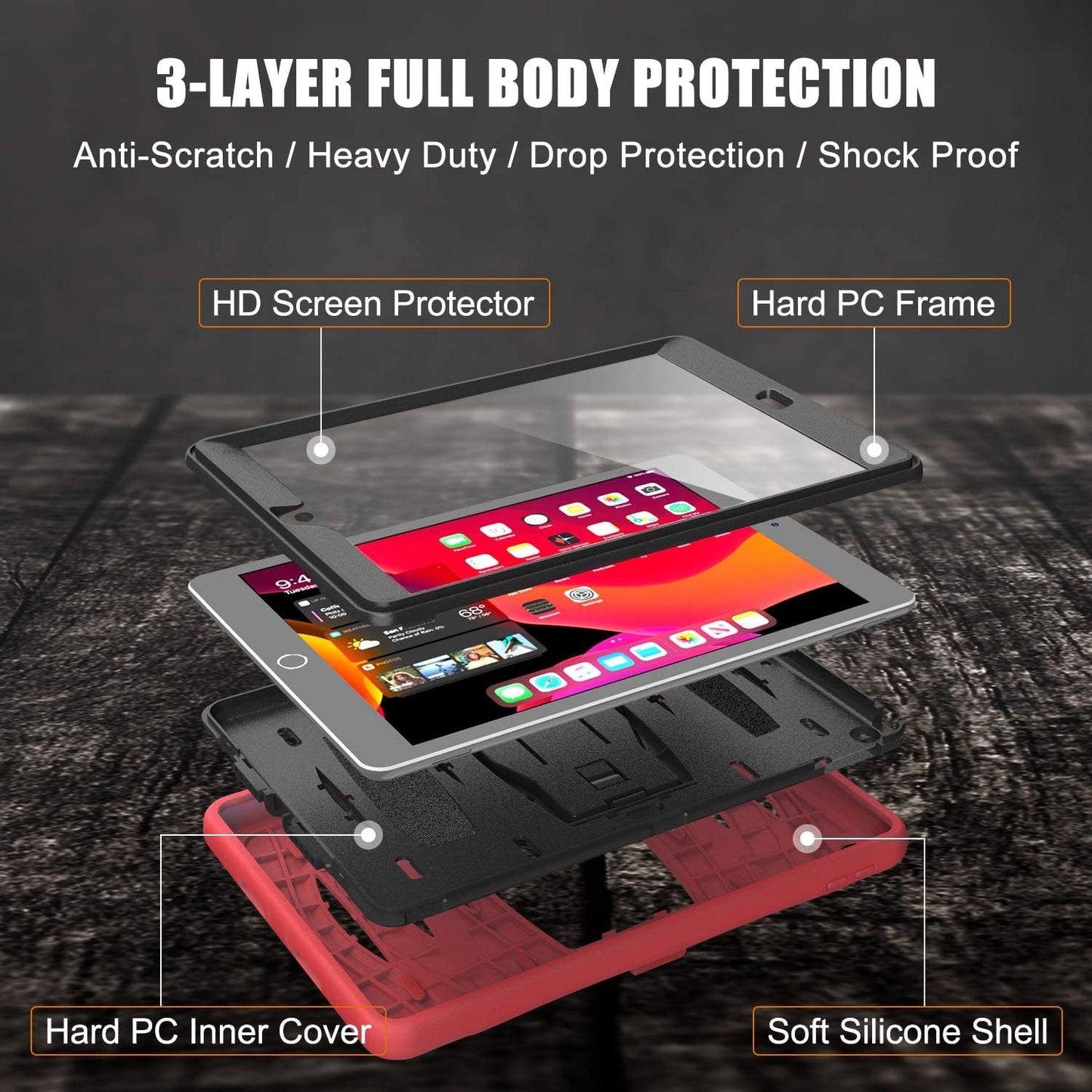 iPad 10.2-inch (2019/2020/2021) Hoes Protector Rood