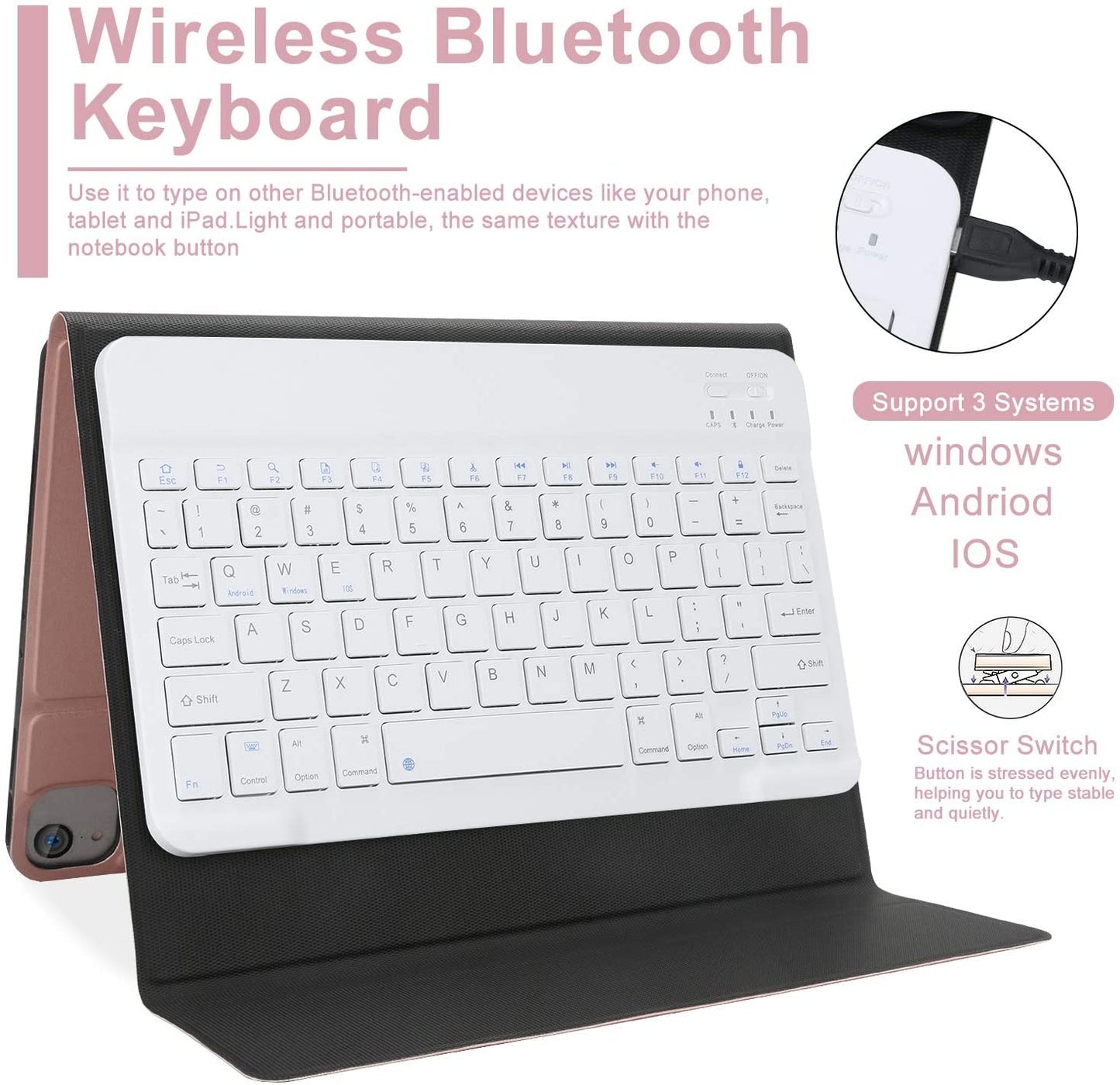 iPad Air 11-inch (2025/2024) / Air 10.9-inch (2022/2020) Hoes Met Afneembaar Toetsenbord Roze