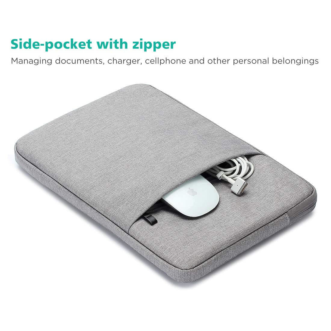 Laptop sleeve - 11.6 inch - licht grijs - Spatwaterproof - Ritsluiting - tablet sleeve - iPad sleeve - universeel