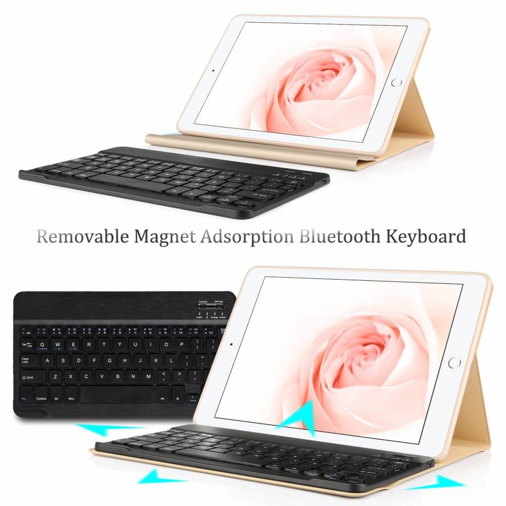 iPad Air hoes met afneembaar toetsenbord goud