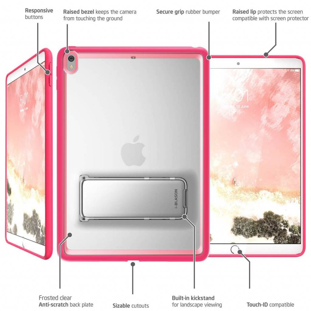iPad hoes Pro 10.5 Stand Case halo frost roze