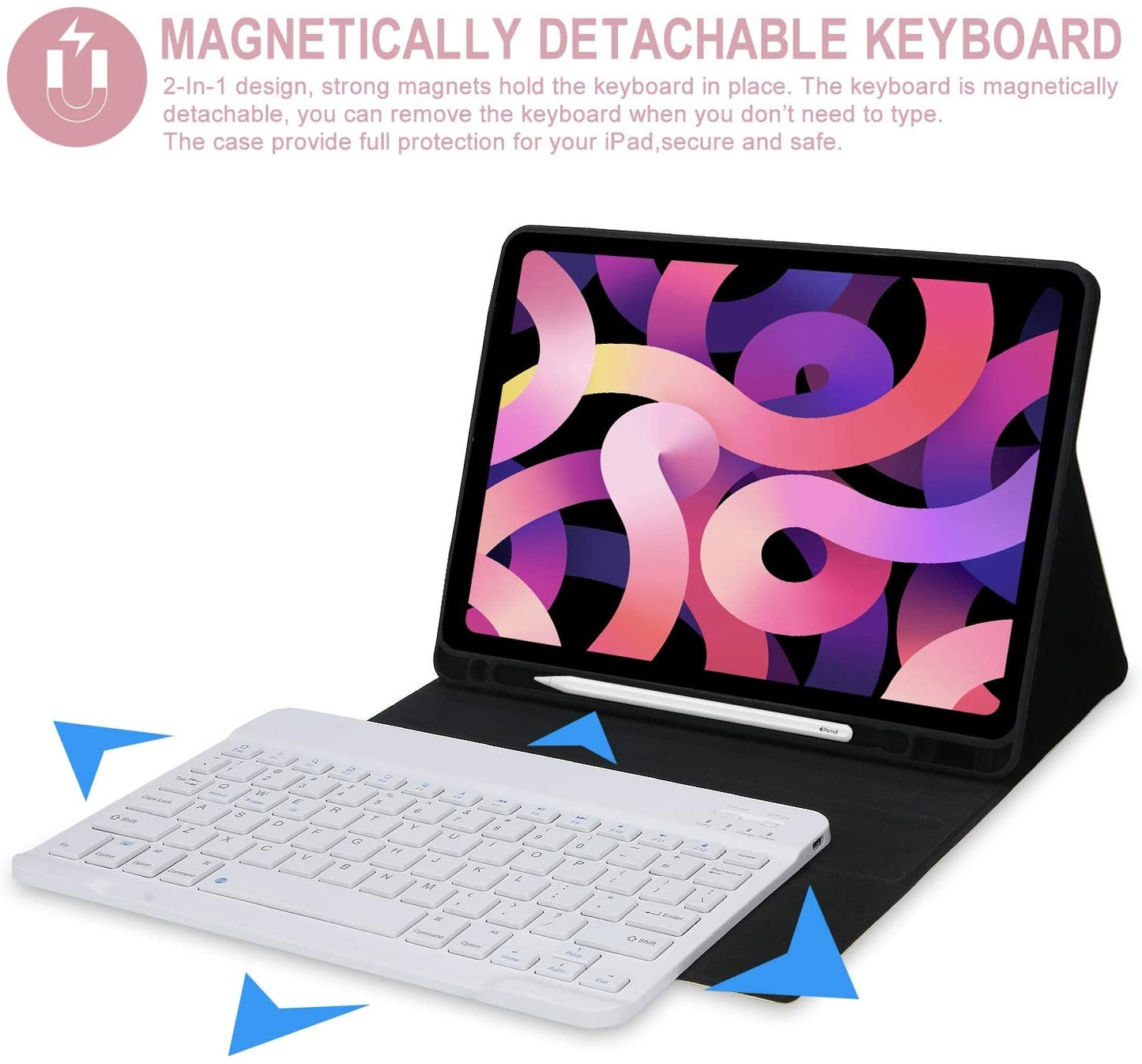 iPad Air 11-inch (2025/2024) / Air 10.9-inch (2022/2020) Hoes Met Afneembaar Toetsenbord Roze