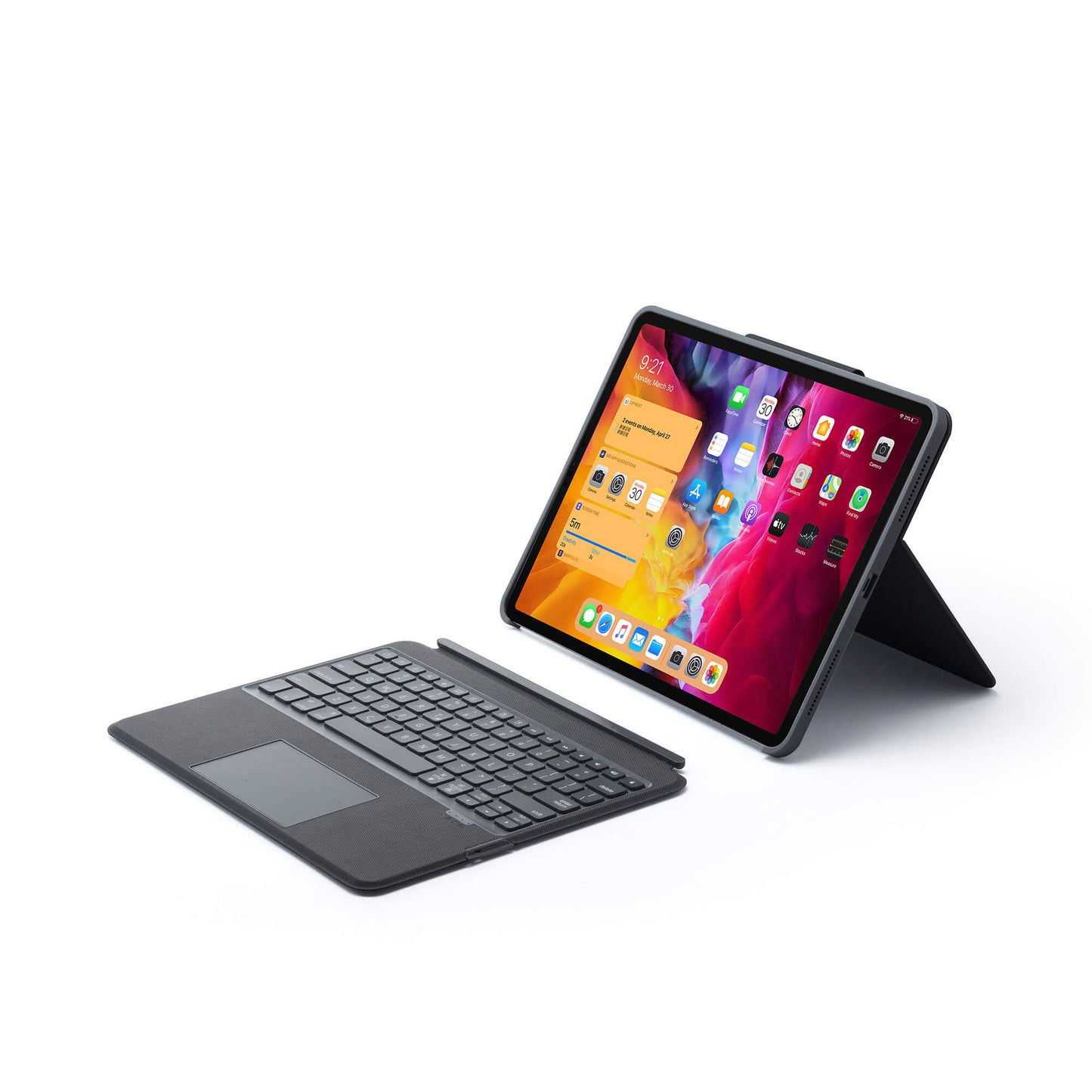 iPad 10.2 inch (2019/2020/2021) Smart Folio Toetsenbord Hoes Smart Grey