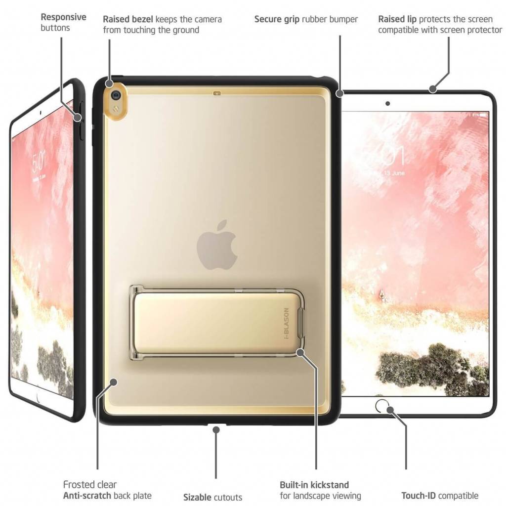 iPad hoes Pro 10.5 Stand Case halo frost goud