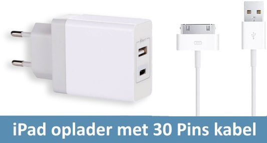 Oplader met 30-pins kabel (iPad 1, 2, 3) (grote aansluiting)