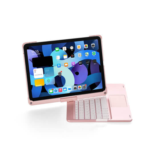 iPad Pro 13 Inch (2024) Toetsenbord Case Rosé Goud 360 Graden Draaibaar Met Touchpad  Muis