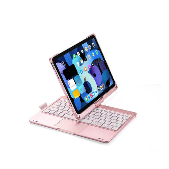 iPad Pro 13 Inch (2024) Toetsenbord Case Rosé Goud 360 Graden Draaibaar Met Touchpad  Muis