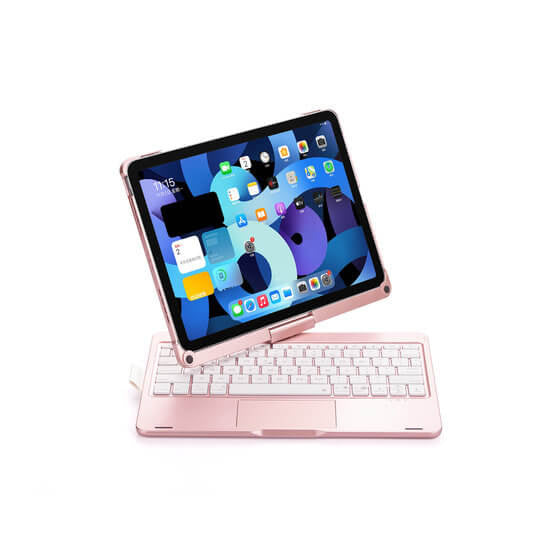 iPad Pro 13 Inch (2024) Toetsenbord Case Rosé Goud 360 Graden Draaibaar Met Touchpad  Muis