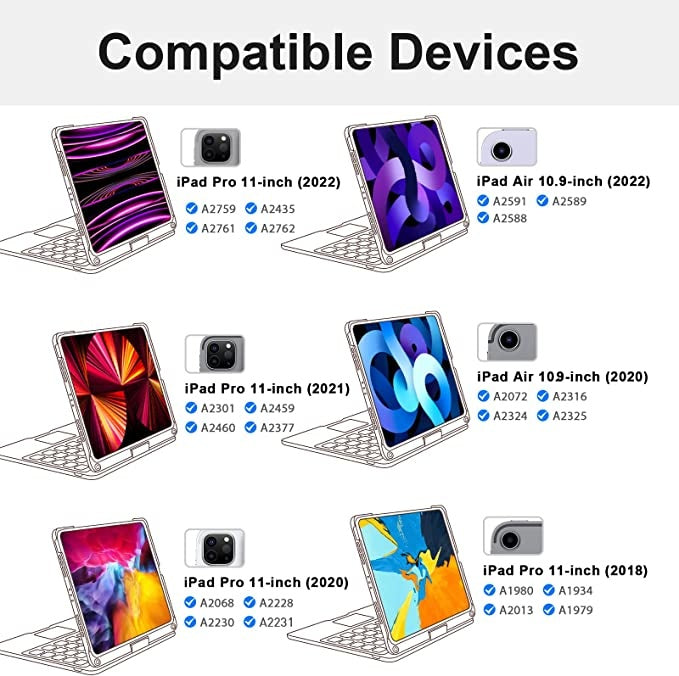 iPad Air 10.9 inch 2020/2022 Toetsenbord Case Zilver 360 graden draaibaar met Touchpad  Muis