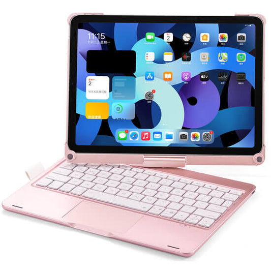 iPad Air 10.9 inch 2020/2022 Toetsenbord Case Rosé Goud 360 graden draaibaar met Touchpad  Muis