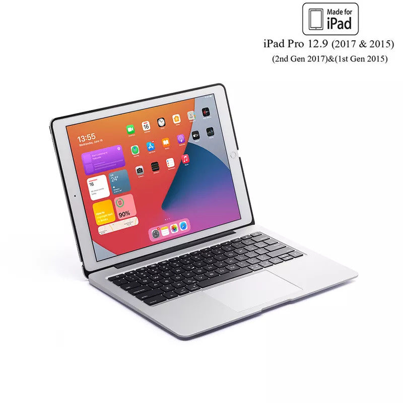 iPad Pro 12.9 (2017) toetsenbord hoes zilver met trackpad muis