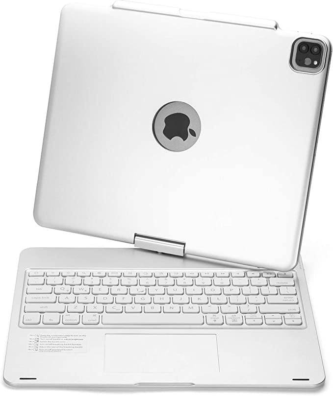 iPad Pro 12.9 inch (2020/2021/2022) Toetsenbord Case Zilver  360 graden draaibaar met Touchpad Muis