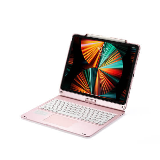 iPad Air 13 (2025/2024) Toetsenbord Case Rosé Goud 360 Graden Draaibaar met Touchpad Muis