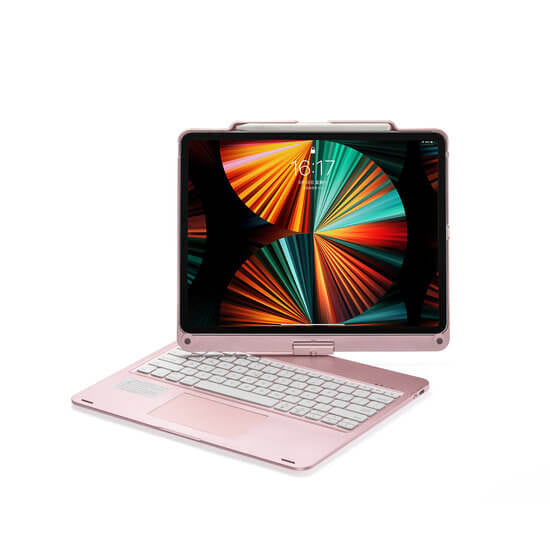 iPad Air 13 (2025/2024) Toetsenbord Case Rosé Goud 360 Graden Draaibaar met Touchpad Muis