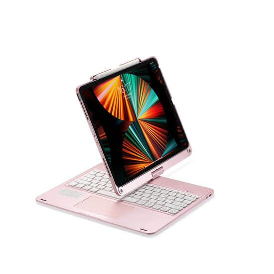 iPad Air 13 (2025/2024) Toetsenbord Case Rosé Goud 360 Graden Draaibaar met Touchpad Muis