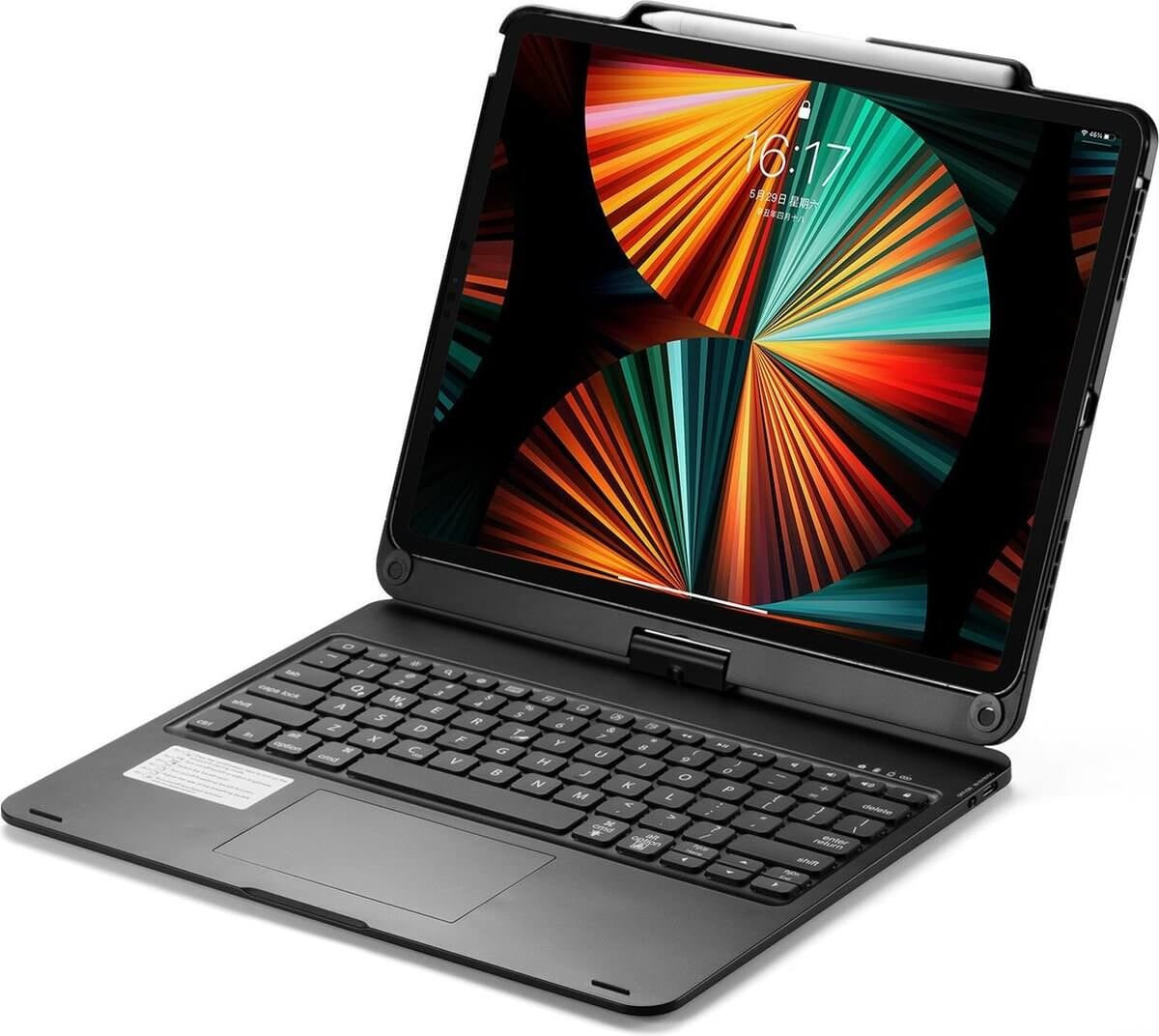 iPad Air 13 (2025/2024) Toetsenbord Case Zwart 360 Graden Draaibaar met Touchpad Muis