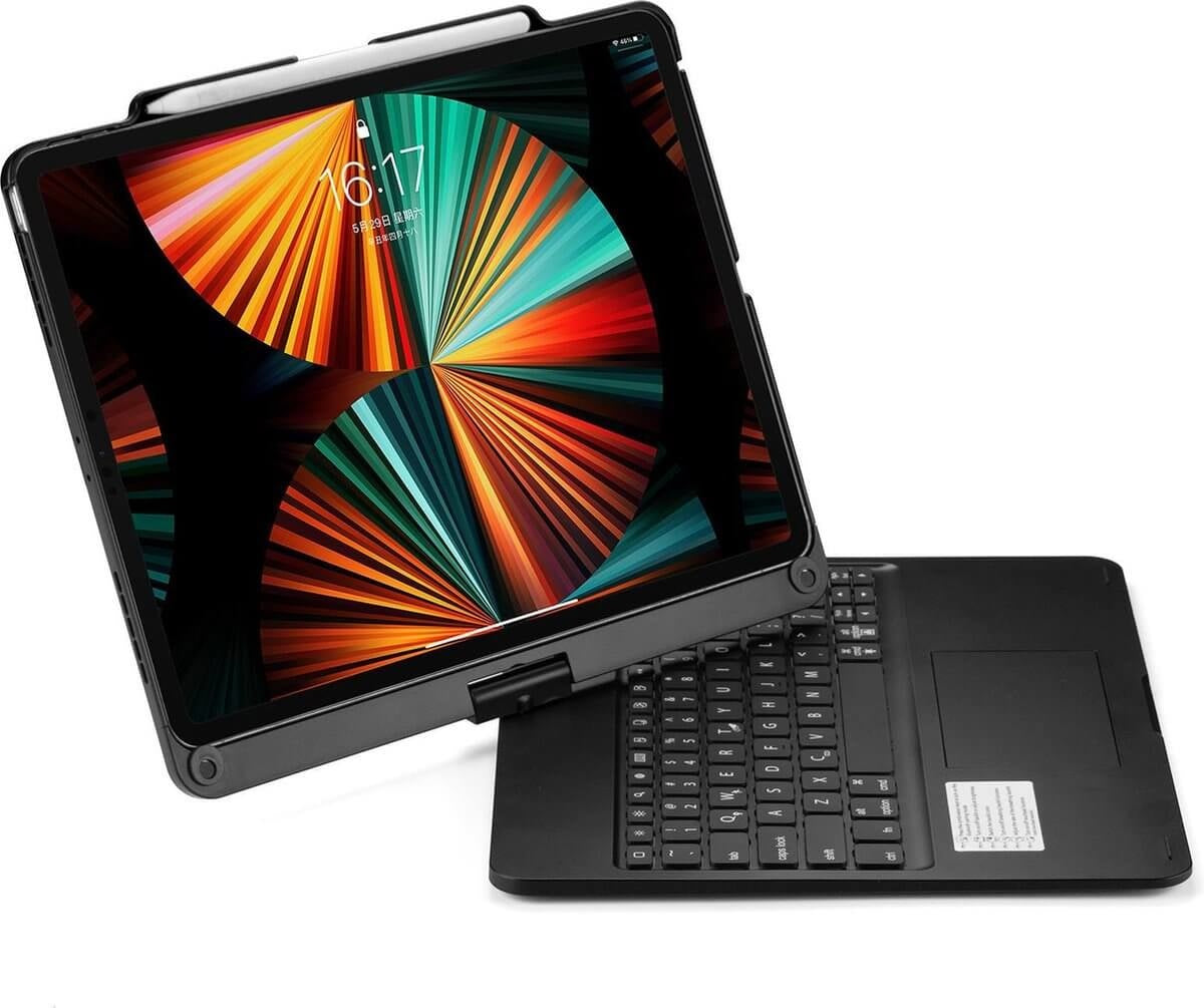 iPad Air 13 (2025/2024) Toetsenbord Case Zwart 360 Graden Draaibaar met Touchpad Muis