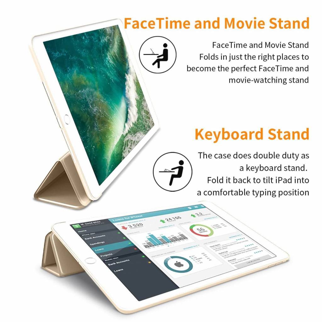 iPad 2018 smart cover case goud