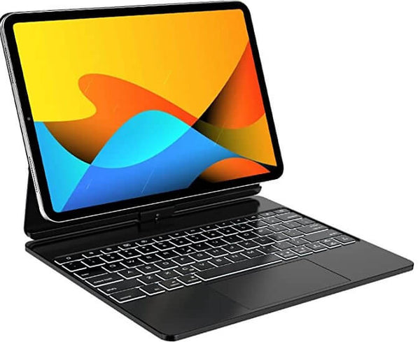 Toetsenbordhoes voor iPad Pro 12,9 inch 6e/ 5e / 4e / 3e generatie, [Nederlandse Layout] Multi-Touch trackpad, magnetisch afneembaar draadloos toetsenbord met potloodhouder,Roze