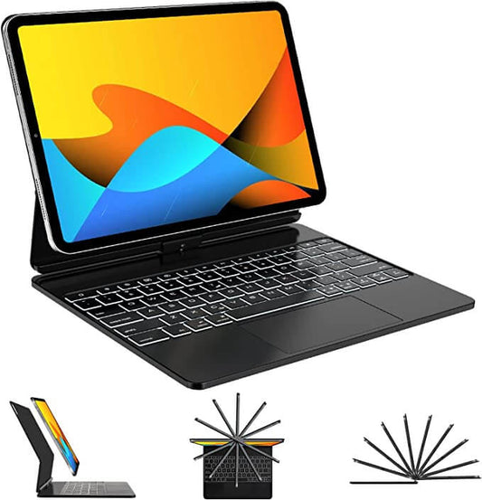 iPad Pro 12.9 (2018/2020/2021/2022) Bluetooth Magnetisch Toetsenbord Draaibaar Zwart