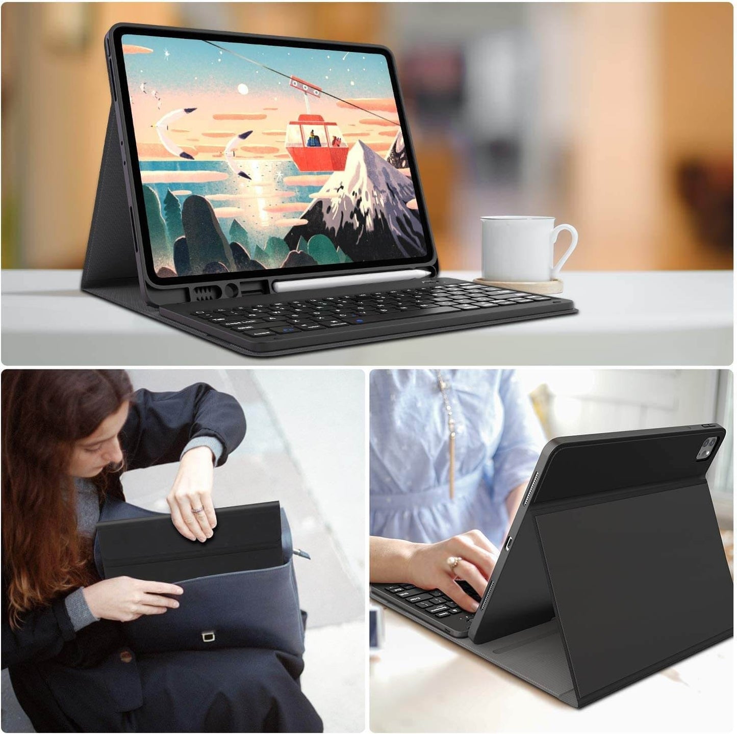 iPad Air 13 Inch (2025/2024) Hoes met Afneembaar Toetsenbord Zwart