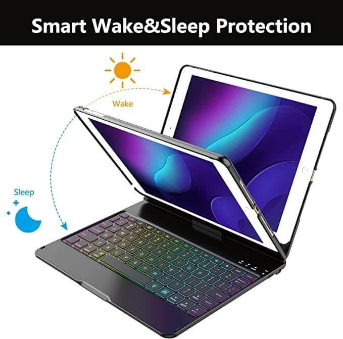 iPad 2017 Bluetooth Toetsenbord Hoes Draaibaar - Zilver - QWERTY