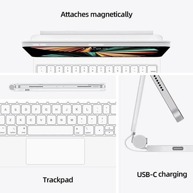 iPad Pro 12.9 (2018/2020/2021/2022) Bluetooth Magnetisch Toetsenbord Wit