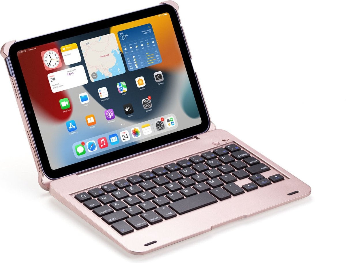 iPad Mini 4/5 Bluetooth Toetsenbord Hoes Rosé Goud - QWERTY