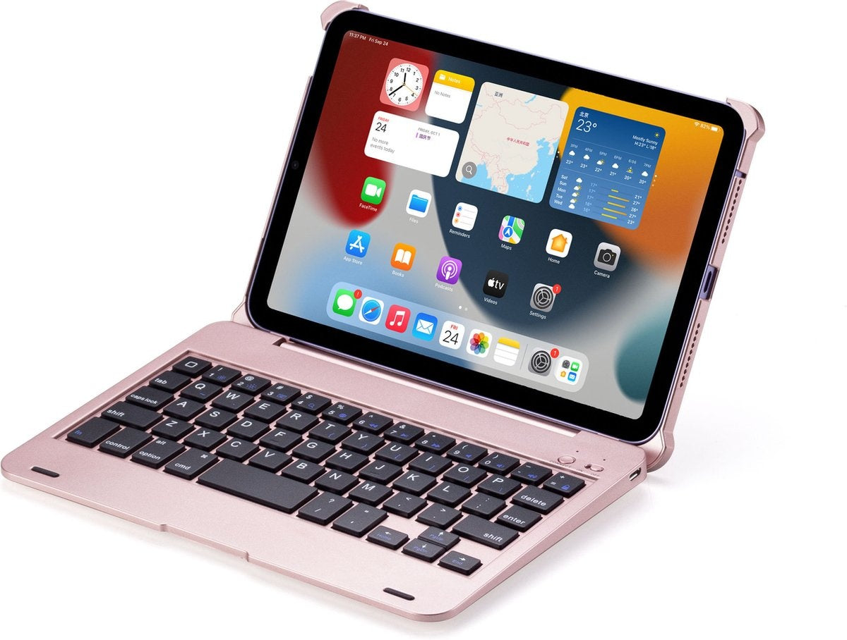 iPad Mini 4/5 Bluetooth Toetsenbord Hoes Rosé Goud - QWERTY