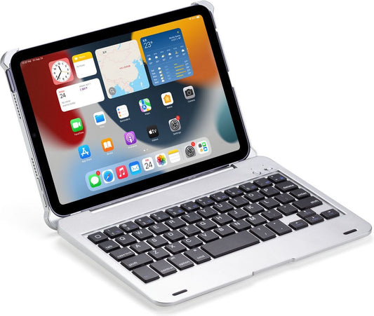 iPad Mini 4/5 Bluetooth Toetsenbord Hoes Zilver - QWERTY