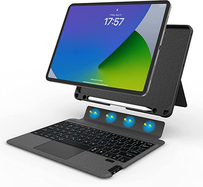 iPad 2020/2021 10.2 inch Toetsenbord smart folio zwart